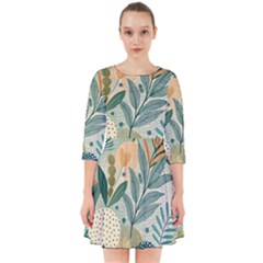 Leaves Pattern Flora Nature Smock Dress by Posterlux