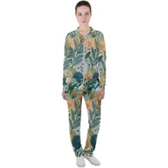 Leaves Pattern Flora Nature Casual Jacket And Pants Set by Posterlux