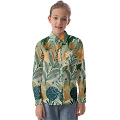 Leaves Pattern Flora Nature Kids  Long Sleeve Shirt