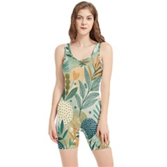 Leaves Pattern Flora Nature Women s Wrestling Singlet