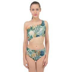 Leaves Pattern Flora Nature Spliced Up Two Piece Swimsuit