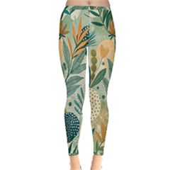 Leaves Pattern Flora Nature Inside Out Leggings