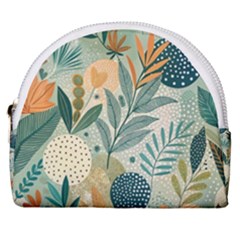 Leaves Pattern Flora Nature Horseshoe Style Canvas Pouch by Posterlux