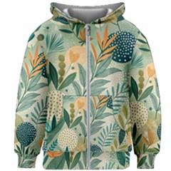 Leaves Pattern Flora Nature Kids  Zipper Hoodie Without Drawstring