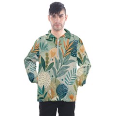 Leaves Pattern Flora Nature Men s Half Zip Pullover