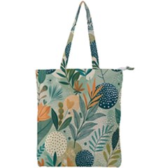 Leaves Pattern Flora Nature Double Zip Up Tote Bag