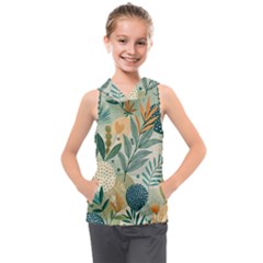 Leaves Pattern Flora Nature Kids  Sleeveless Hoodie by Posterlux