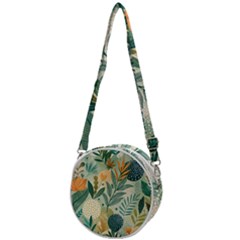 Leaves Pattern Flora Nature Crossbody Circle Bag