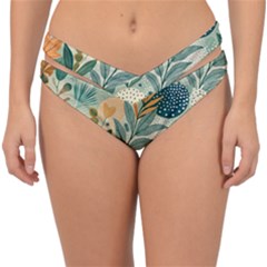 Leaves Pattern Flora Nature Double Strap Halter Bikini Bottoms by Posterlux