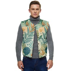 Leaves Pattern Flora Nature Men s Button Up Puffer Vest	