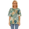 Leaves Pattern Flora Nature Oversized Basic T-Shirt View1