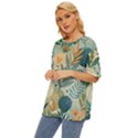 Leaves Pattern Flora Nature Oversized Basic T-Shirt View2