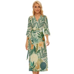 Leaves Pattern Flora Nature Midsummer Wrap Dress by Posterlux