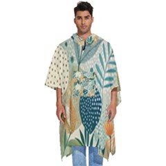 Leaves Pattern Flora Nature Men s Hooded Rain Ponchos by Posterlux