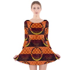 Art Pattern Design Wallpaper Long Sleeve Velvet Skater Dress