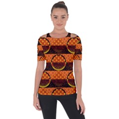 Art Pattern Design Wallpaper Shoulder Cut Out Short Sleeve Top