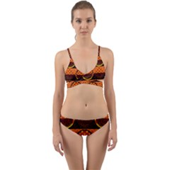 Art Pattern Design Wallpaper Wrap Around Bikini Set