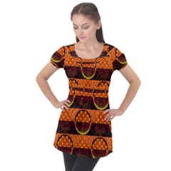 Art Pattern Design Wallpaper Puff Sleeve Tunic Top