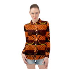 Art Pattern Design Wallpaper Long Sleeve Chiffon Shirt