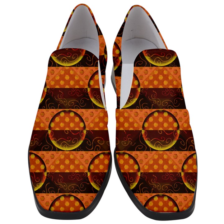 Art Pattern Design Wallpaper Women Slip On Heel Loafers