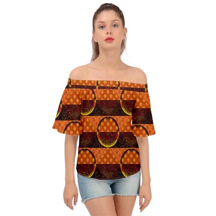 Art Pattern Design Wallpaper Off Shoulder Short Sleeve Top