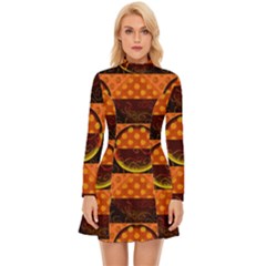 Art Pattern Design Wallpaper Long Sleeve Velour Longline Dress