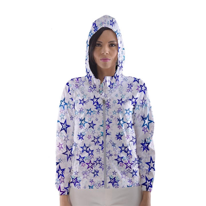 Christmas Stars Background Women s Hooded Windbreaker