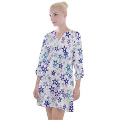 Christmas Stars Background Open Neck Shift Dress by Posterlux