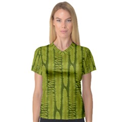 Fern Texture Nature Leaves V-neck Sport Mesh T-shirt