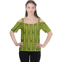 Fern Texture Nature Leaves Cutout Shoulder T-shirt