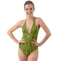 Fern Texture Nature Leaves Halter Cut-Out One Piece Swimsuit View1