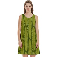 Fern Texture Nature Leaves Round Neck Sleeve Casual Dress With Pockets by Posterlux