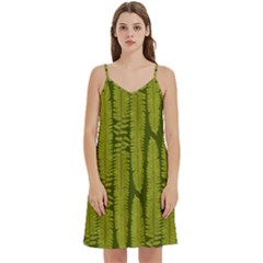 Fern Texture Nature Leaves Mini Camis Dress With Pockets