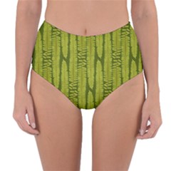 Fern Texture Nature Leaves Reversible High-waist Bikini Bottoms