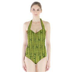 Fern Texture Nature Leaves Halter Swimsuit