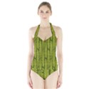 Fern Texture Nature Leaves Halter Swimsuit View1