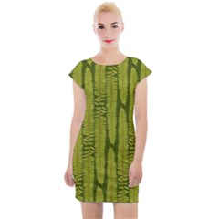 Fern Texture Nature Leaves Cap Sleeve Bodycon Dress