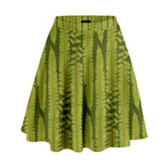 Fern Texture Nature Leaves High Waist Skirt