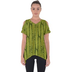 Fern Texture Nature Leaves Cut Out Side Drop T-shirt by Posterlux