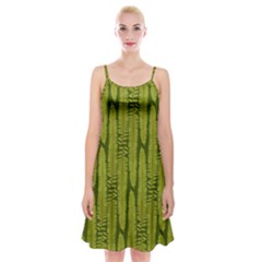 Fern Texture Nature Leaves Spaghetti Strap Velvet Dress