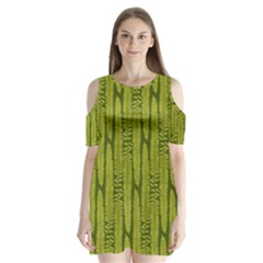 Fern Texture Nature Leaves Shoulder Cutout Velvet One Piece