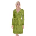 Fern Texture Nature Leaves Long Sleeve Velvet Front Wrap Dress View1