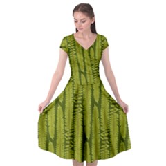 Fern Texture Nature Leaves Cap Sleeve Wrap Front Dress by Posterlux