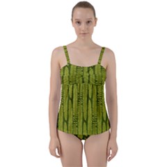 Fern Texture Nature Leaves Twist Front Tankini Set