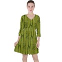 Fern Texture Nature Leaves Quarter Sleeve Ruffle Waist Dress View1