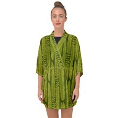 Fern Texture Nature Leaves Half Sleeve Chiffon Kimono