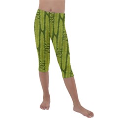 Fern Texture Nature Leaves Kids  Lightweight Velour Capri Leggings  by Posterlux