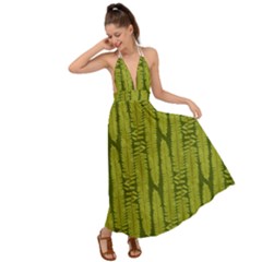 Fern Texture Nature Leaves Backless Maxi Beach Dress