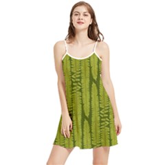 Fern Texture Nature Leaves Summer Frill Dress