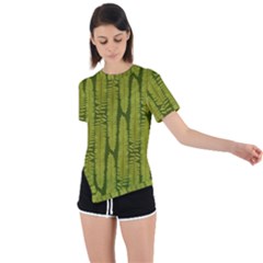 Fern Texture Nature Leaves Asymmetrical Short Sleeve Sports T-shirt